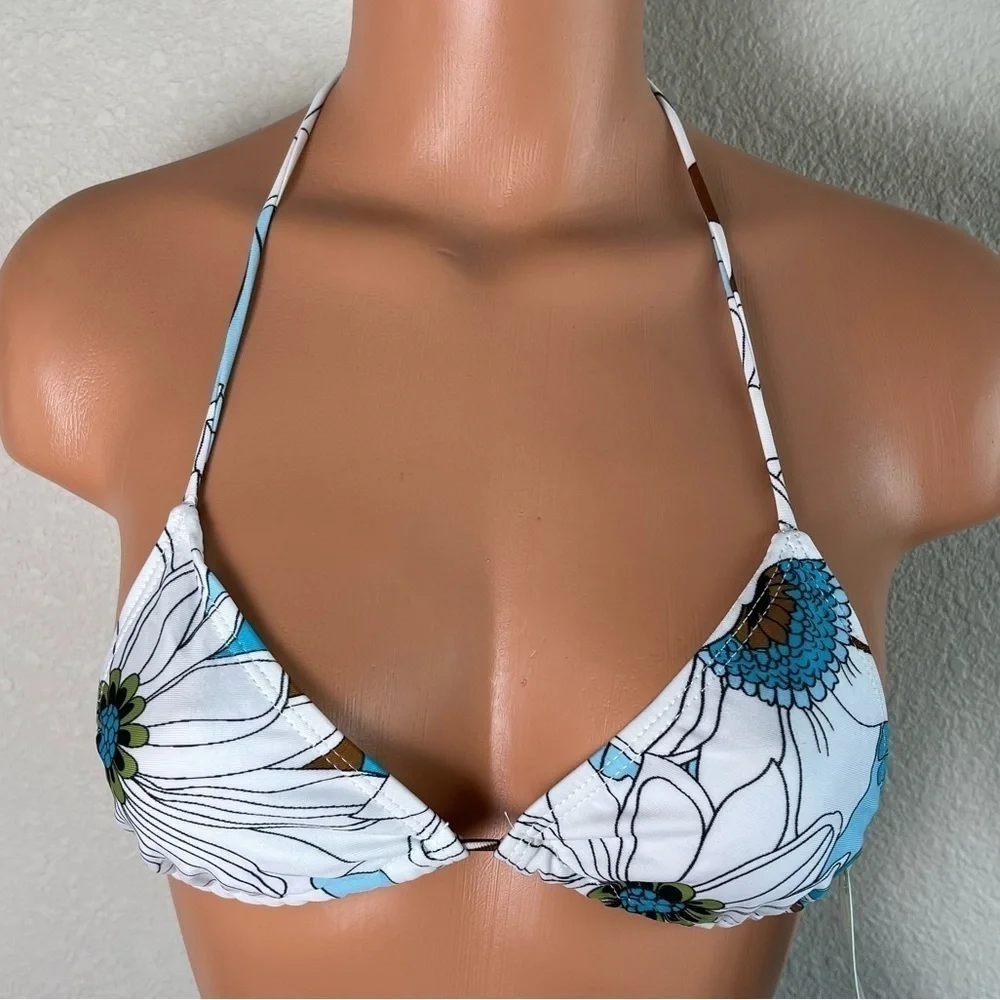 NWT Blue Floral 3 Piece Bikini Set